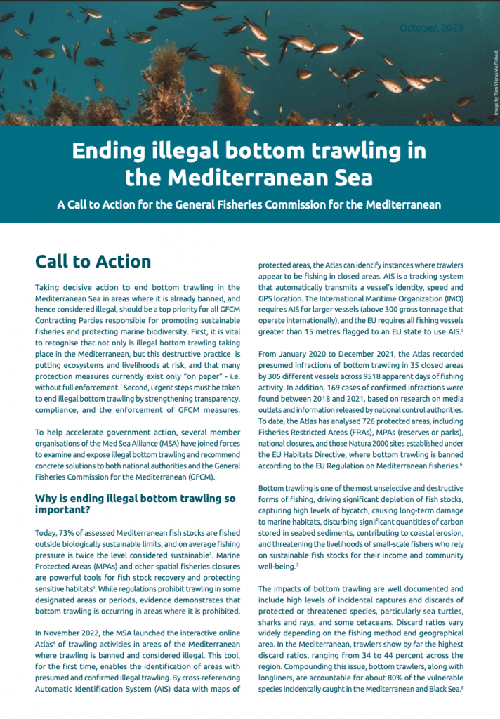 Ending illegal bottom trawling in the Mediterranean Sea: A Call to Action for the General Fisheries Commission for the Mediterranean